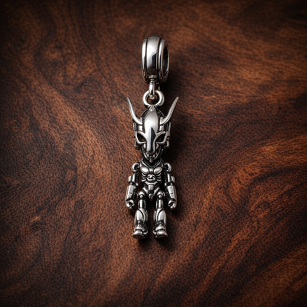 Abstract Dangle Charm - Minimal Abstract Dangle Charm — display on walnut