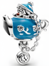 Sterling Silver Whimsical Teapot Charm with Blue Enamel & Clock Chain