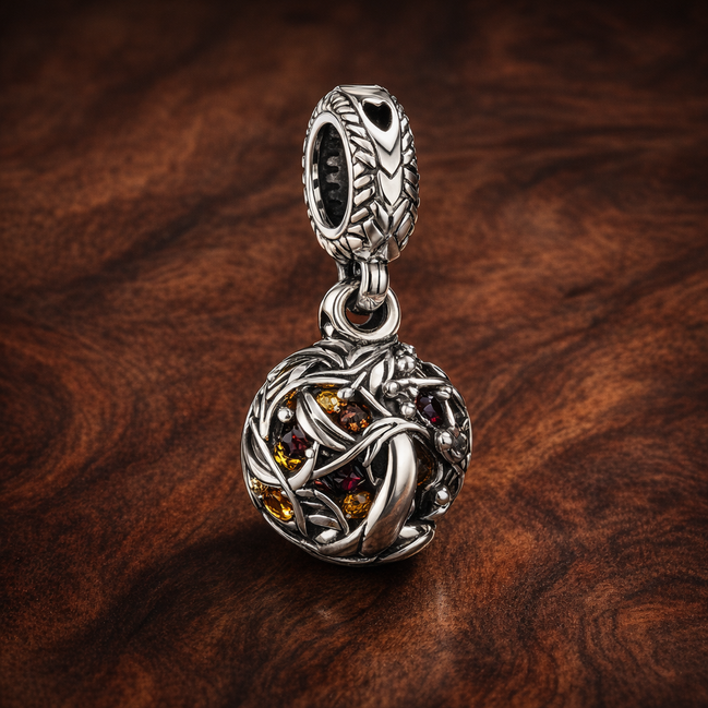 Nightmare Inspired Pendant - Striped Suit Character Dangle Charm — display on walnut