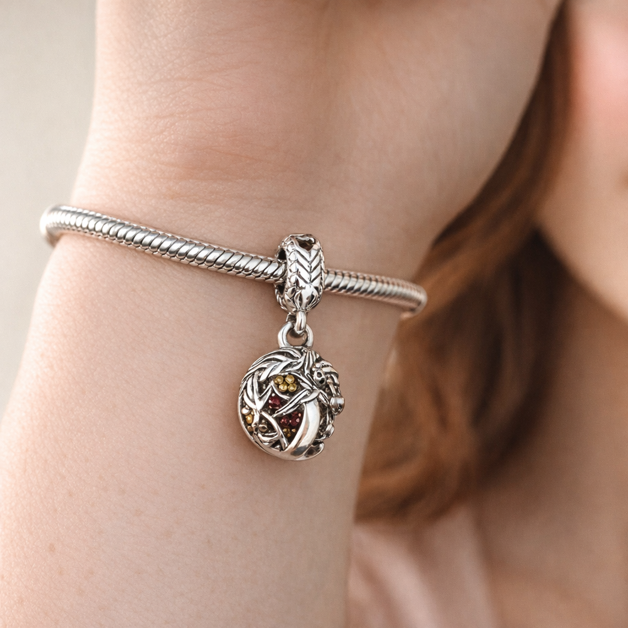 Nightmare Inspired Pendant - Striped Suit Character Dangle Charm — worn on wrist
