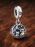 Snowman Night Charm - Snowman Under Stars Dangle Charm — display on walnut