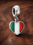 Italy Heart Charm - Italian Flag Heart Dangle Charm — display on walnut
