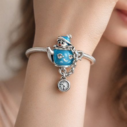 Blue Wizard Teacup Charm - Blue Wizard Teacup Dangle Charm — worn on wrist