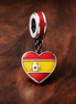 Spain Heart Charm - Spanish Flag Heart Dangle Charm — display on walnut