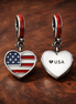 USA Heart Charm - American Flag USA Heart Charm — display on walnut