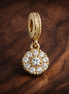 Gold Plated Cluster Charm - Gold Plated Clear Stone Cluster Charm — display on walnut