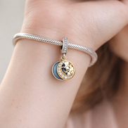 Celestial Disc Charm - Blue and Gold Plated Celestial Disc Charm — worn on wrist