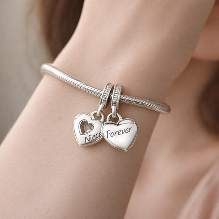 Niece Forever Charm - Niece Forever Heart Charm — worn on wrist