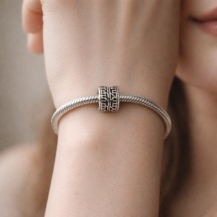 Tiny Heart Message Charm - Small Heart Message Dangle Charm — worn on wrist