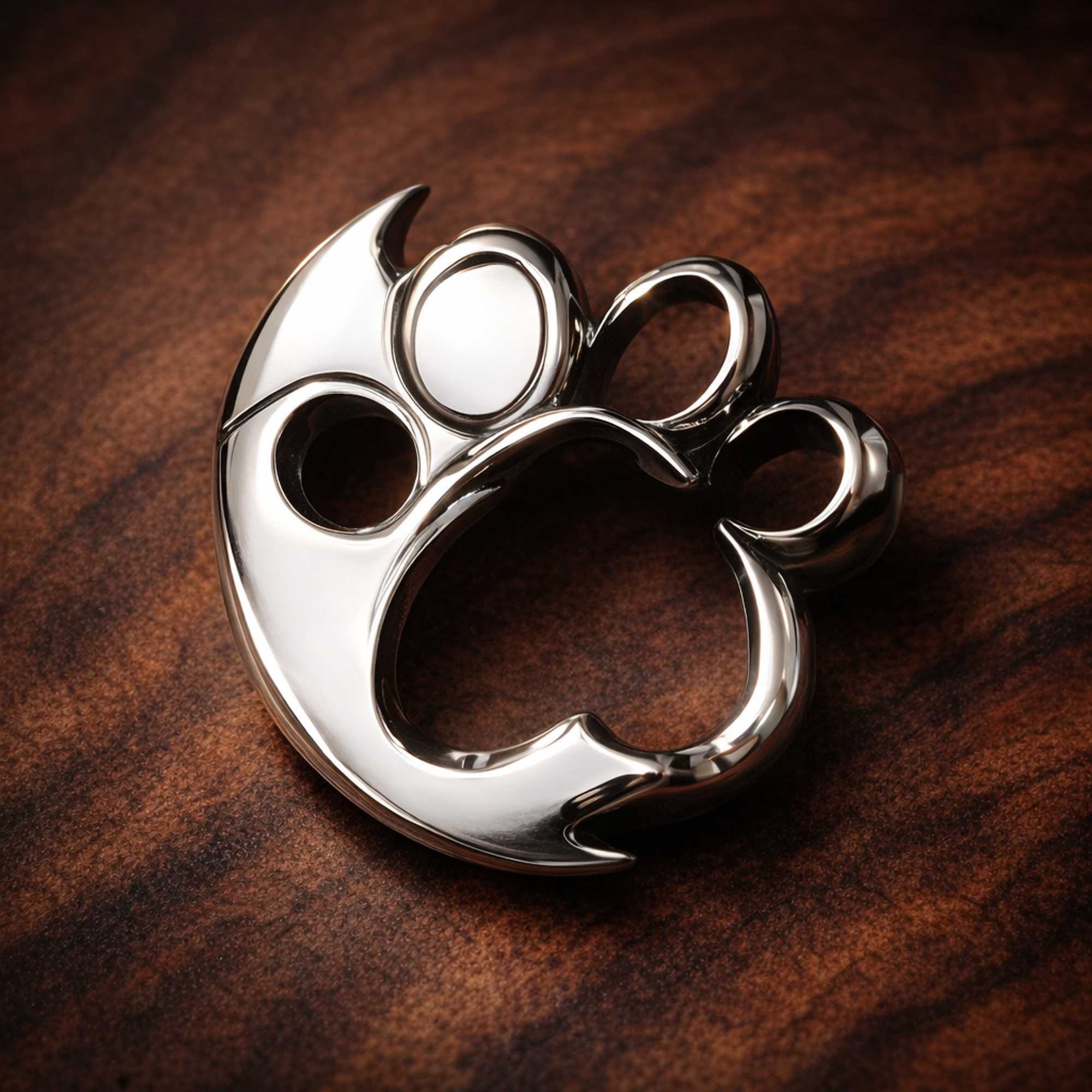 Paw Print Charm - Silver Paw Print Charm — display on walnut