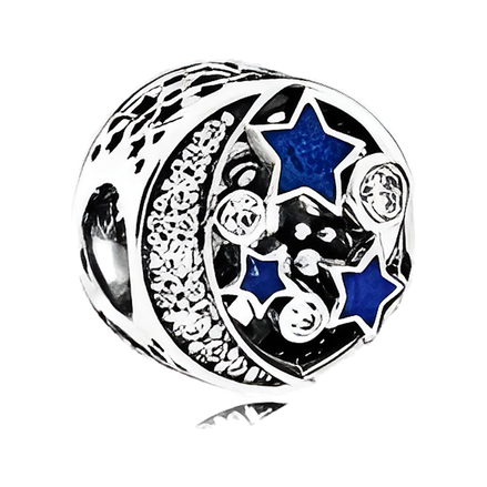 Blue Star and Moon Bead Charm - ZZ1315