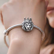 Lion Head Charm - Crowned Lion Head Charm — worn on wrist
