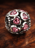Pink Heart PavÃ© Charm - Pink Heart PavÃ© Bead Charm — display on walnut