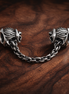 Safety Chain Charm - Silver Safety Chain with Wing Ends — display on walnut