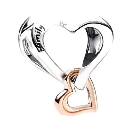 Silver Heart with Rose Gold Loop Charm - ZZ1366