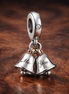 Wedding Bells Charm - Two Tone Wedding Bells Dangle Charm — display on walnut