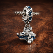 Blue Angel Figurine Charm - Blue Angel or Fairy Figurine Charm — display on walnut