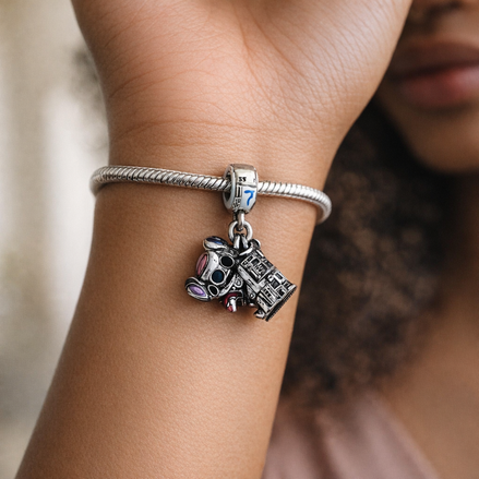 Robot Travel Charm - Robot and Suitcase Cluster Charm — worn on wrist