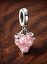 Pink Cupcake Charm - Pink Frosted Cupcake Dangle Charm — display on walnut