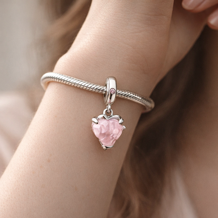 Pink Cupcake Charm - Pink Frosted Cupcake Dangle Charm — worn on wrist