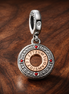 Round Clock Charm - Rose Gold Plated Clock Face Dangle Charm — display on walnut