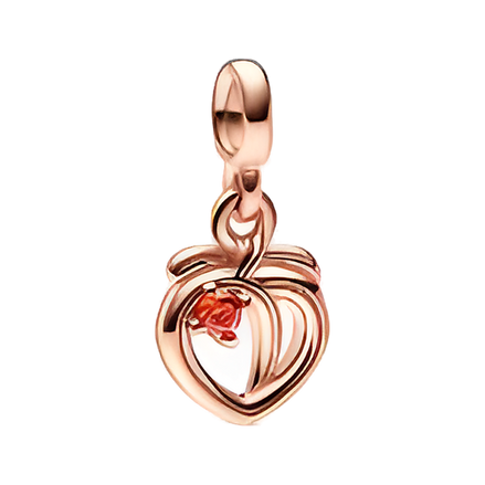 Rose Gold Double Heart Dangle Charm - ZZ1391