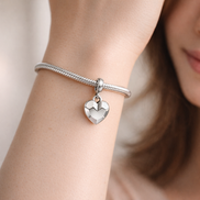 Broken Heart Charm - Silver Broken Heart Dangle Charm — worn on wrist
