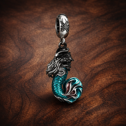 Disney The Little Mermaid Ariel Dangle Charm — display on walnut