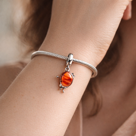 Orange Charm - Orange Citrus Fruit Dangle Charm — worn on wrist