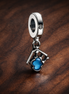 Graduation Cap Key Charm - Graduation Key and Cap Dangle Charm — display on walnut