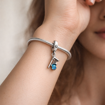 Graduation Cap Key Charm - Graduation Key and Cap Dangle Charm — worn on wrist