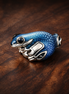 Blue Whale Charm - Blue Whale Sea Life Charm — display on walnut