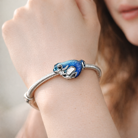 Blue Whale Charm - Blue Whale Sea Life Charm — worn on wrist