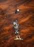 Abstract Flower Dangle Charm - Abstract Silver Flower Dangle Charm — display on walnut