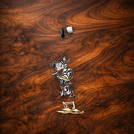 Abstract Flower Dangle Charm - Abstract Silver Flower Dangle Charm — display on walnut