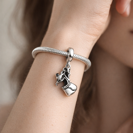 Moka Pot Dangle Charm — worn on wrist