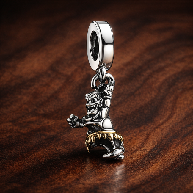 Mermaid Dangle Charm - Little Mermaid Dangle Charm — display on walnut