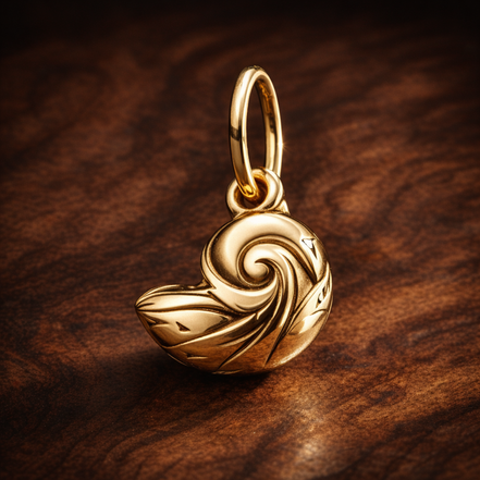 Disney The Little Mermaid Enchanted Shell Dangle Charm — display on walnut