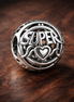 Super Mom Charm - Super Mom Openwork Charm — display on walnut