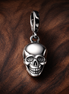 Sugar Skull Dangle Charm - Silver Sugar Skull Dangle Charm — display on walnut