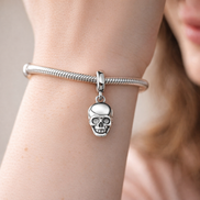 Sugar Skull Dangle Charm - Silver Sugar Skull Dangle Charm — worn on wrist