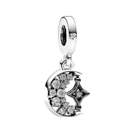 Silver Spiderweb Dangle Charm - ZZ1442