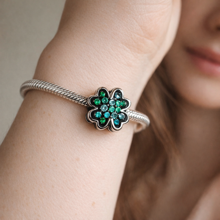 Splittable Four Leaf Clover Charm — worn on wrist