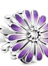Sterling Silver Purple Enamel Daisy Bloom Charm with Centre Stone