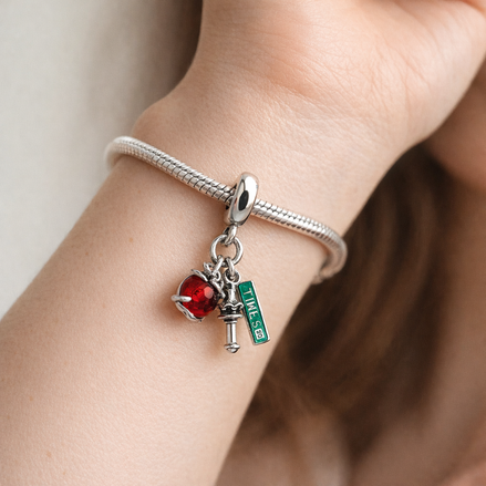 I Love NYC Charm - I Love NYC Apple Key Charm — worn on wrist