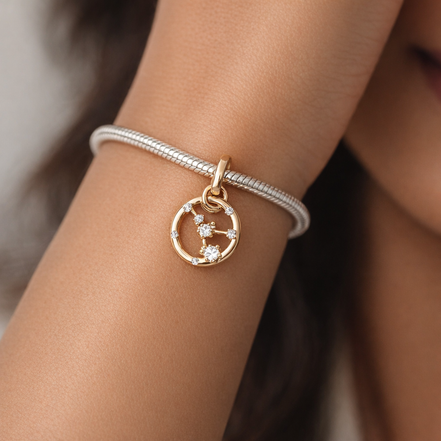 Gold Plated Zodiac Crab Medallion - Gold Plated Zodiac Crab Medallion Charm — worn on wrist