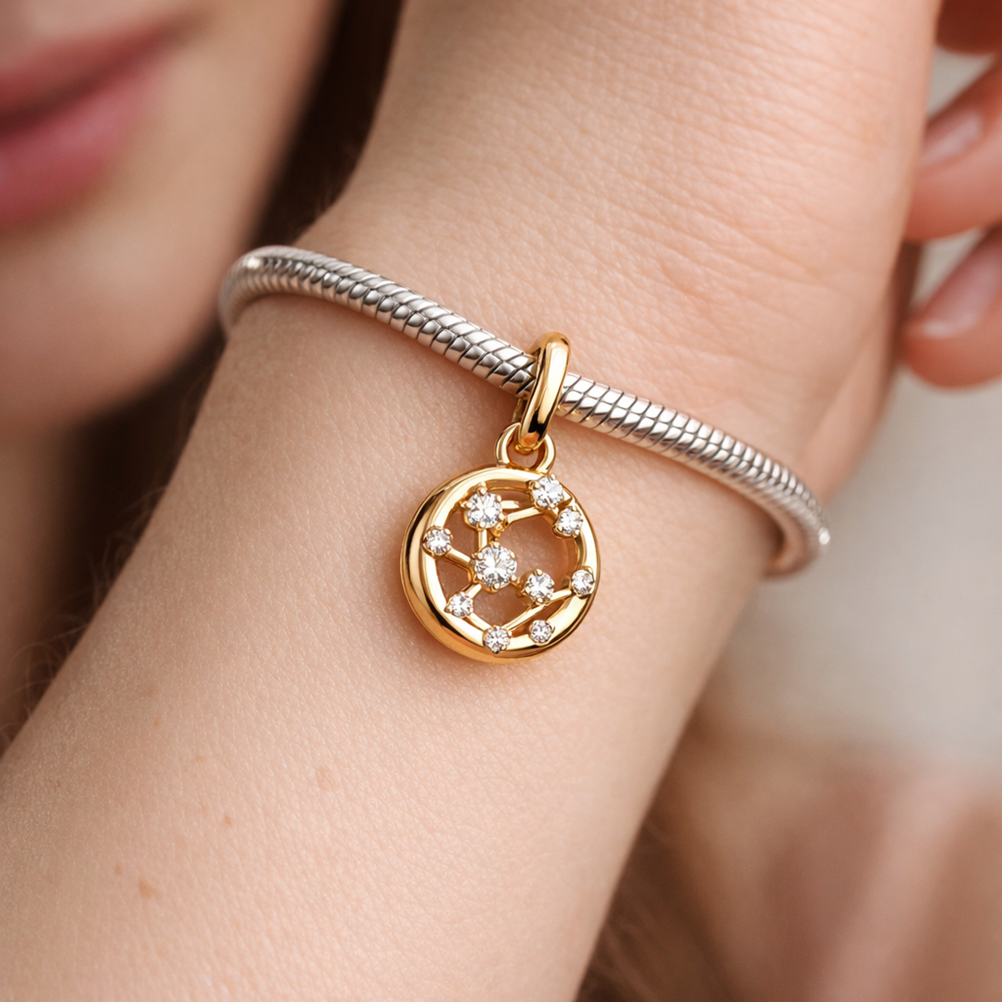 Taurus Zodiac Charm - Gold Plated Taurus Zodiac Charm — worn on wrist
