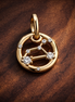 Virgo Zodiac Charm - Gold Plated Virgo Zodiac Charm — display on walnut