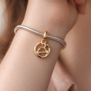 Virgo Zodiac Charm - Gold Plated Virgo Zodiac Charm — worn on wrist
