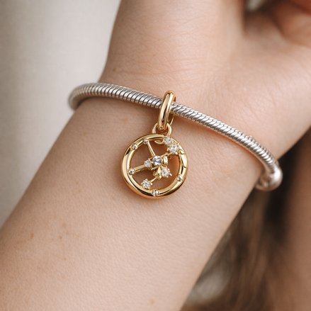 Sagittarius Zodiac Charm - Gold Plated Sagittarius Zodiac Charm — worn on wrist